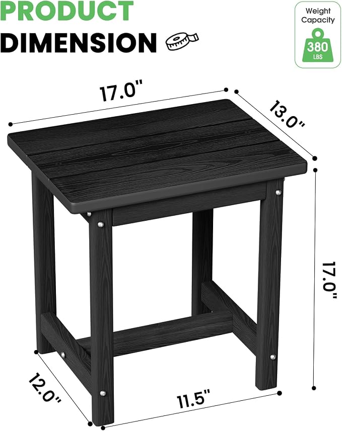 Outdoor Side Table – 17" HDPE Adirondack Side Tables, Sturdy Small Outdoor - Image 2