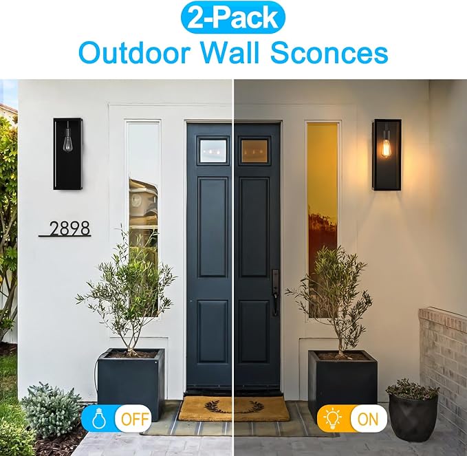 VerRon 2-Pack Outdoor Wall Lanterns, 16” Exterior Waterproof Outdoor Lights - Image 4