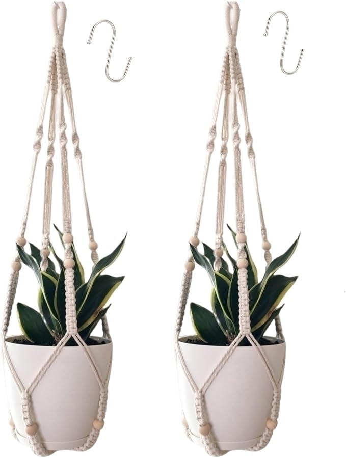 Macrame Plant Hanger for 4-12 Inch Pot Indoor Crochet Hanging Plant Holder by HUIHONGHOME