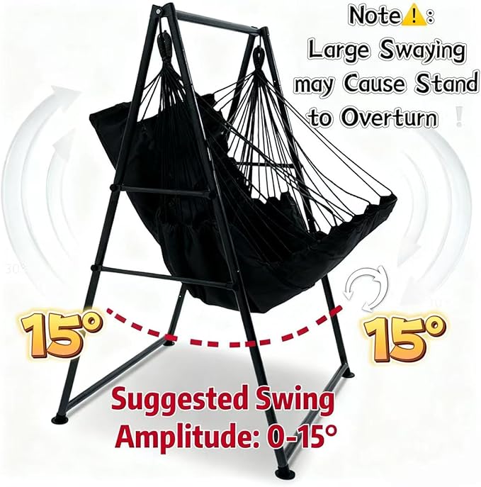 Hammock Chair Stand with X-Large Swing Chair with Footrest，Anti-Tip Thickened - Image 4