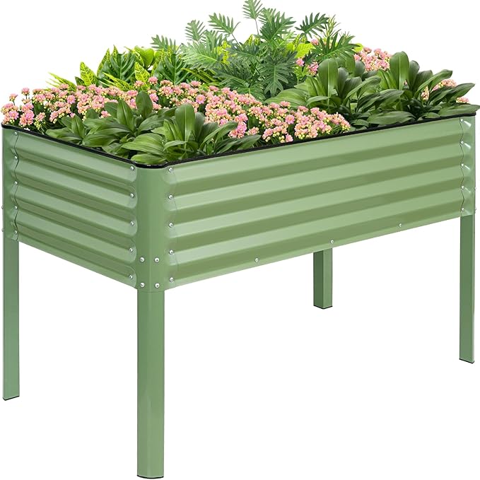 G GOOD GAIN Elevated Raised Garden Bed 2' x 4'- Galvanized Metal Planter Boxes by GGOODGAIN