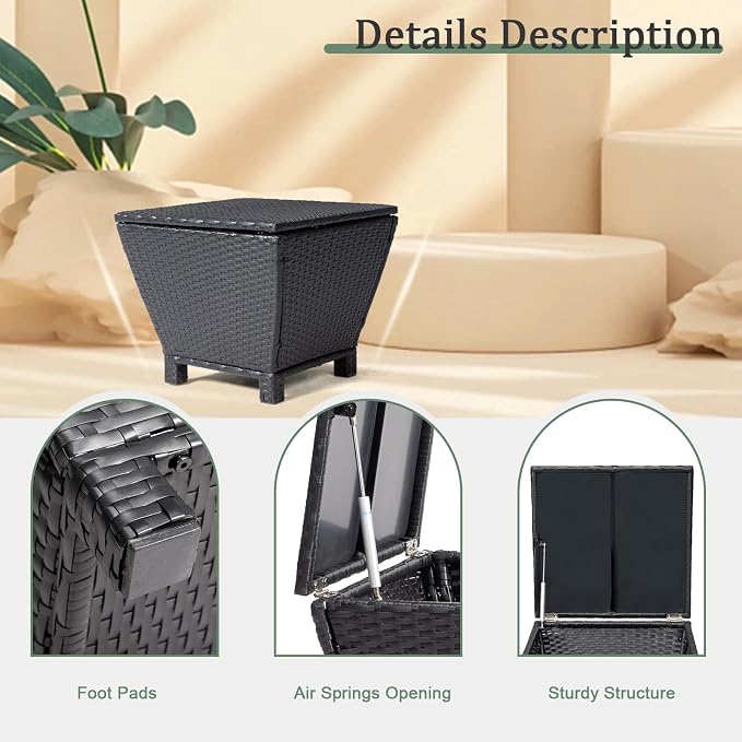 Outvita Outdoor Side Table, Rattan Coffee Table - Image 5