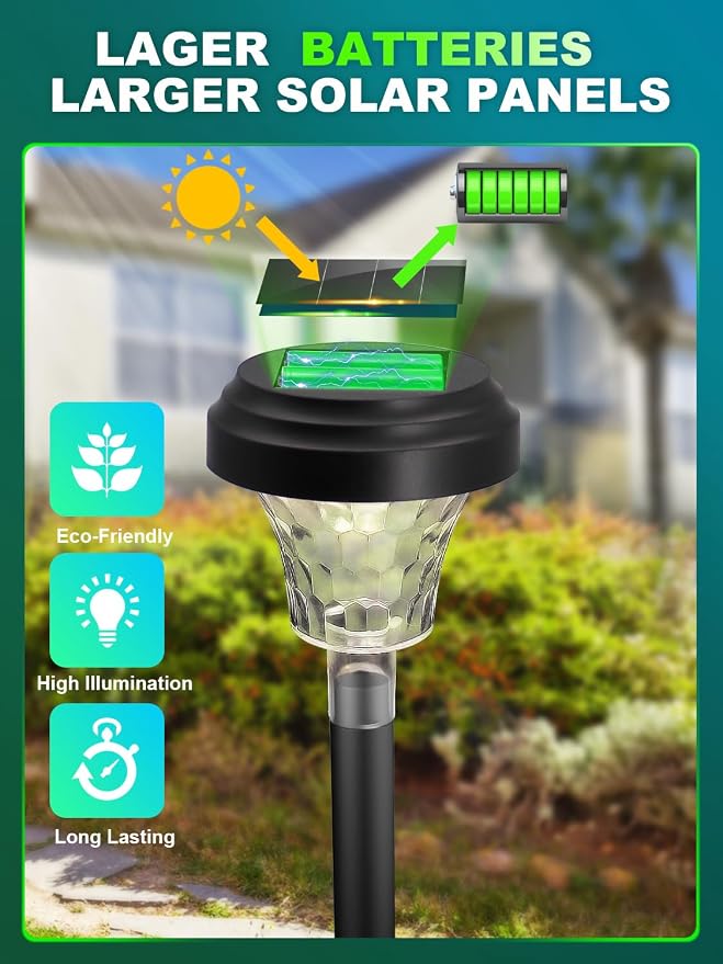 ROOR Solar Pathway Lights 8 Pack, Outdoor Solar Yard Lights, RGB Color - Image 5