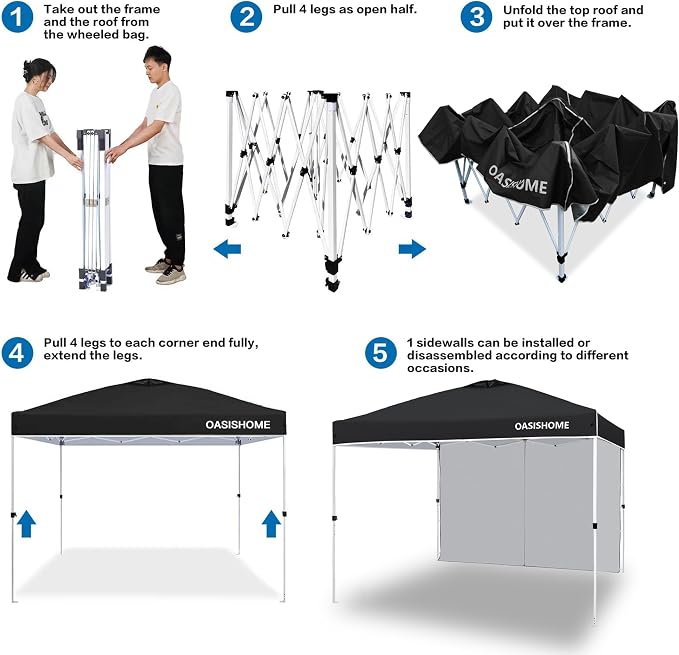 OASISHOME Pop-up Portable Outdoor Canopy Tent 10'x10' Instant Gazebo, - Image 5