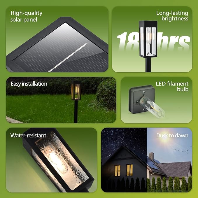 Philips 6 Packs Solar Pathway Lights Outdoor, Glass Metal Led Garden Landscape - Image 2
