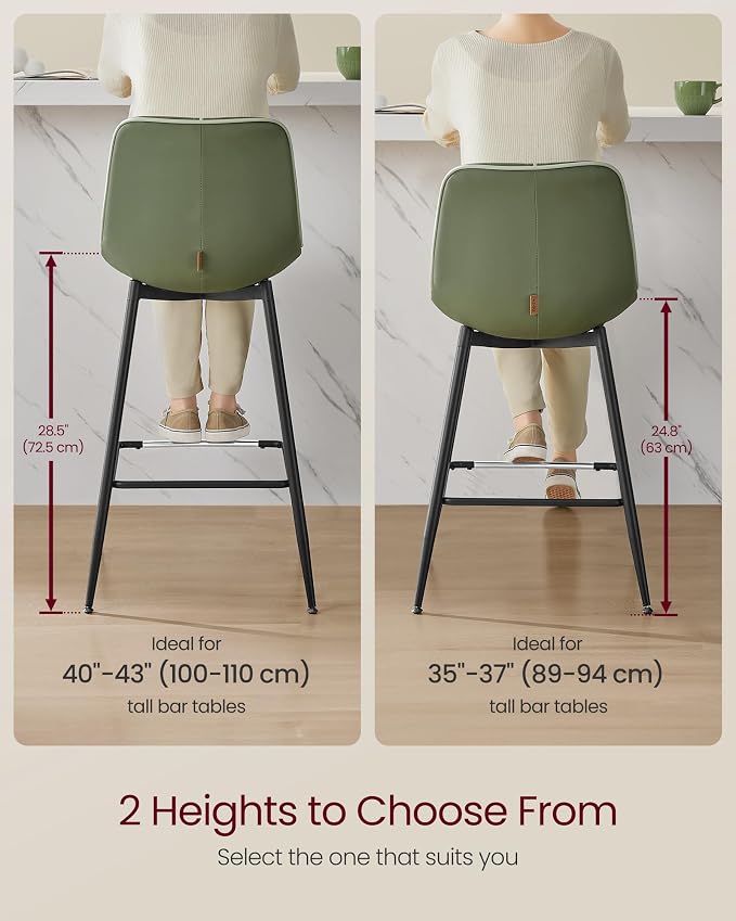 VASAGLE Bar Stools Set of 2, Counter Height Bar Stools - Image 2