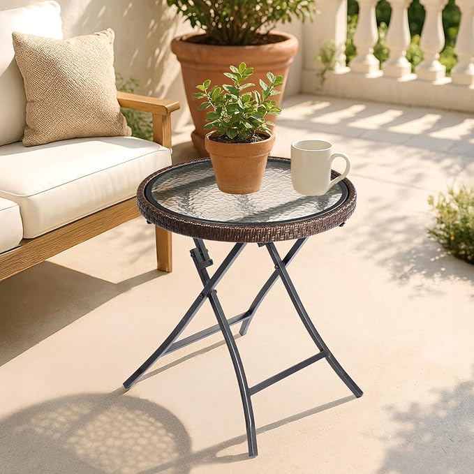 Outvita 2Pcs Folding Outdoor Side Tables - Image 7