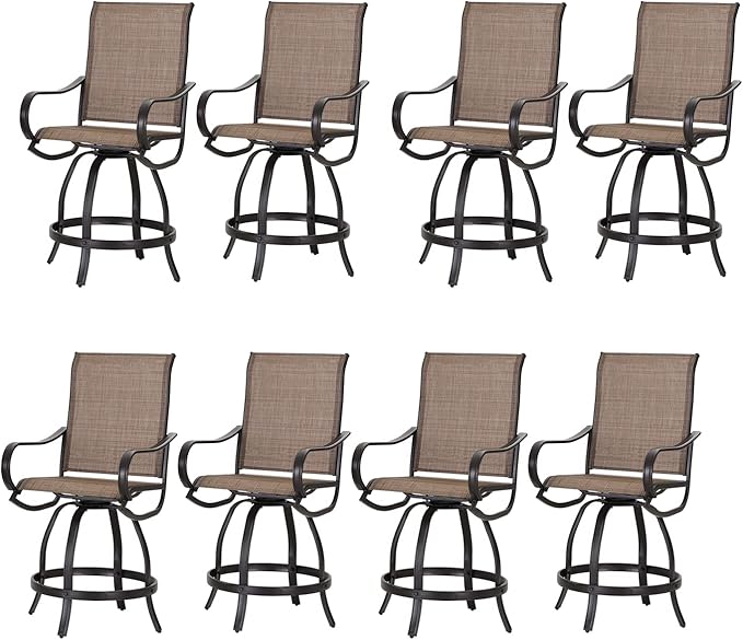PHI Villa Outdoor Swivel Bar Stools Set of 8, Counter Height Patio Chairs by PHIVILLAThepioneerofcomfortablehouseholdsupplies