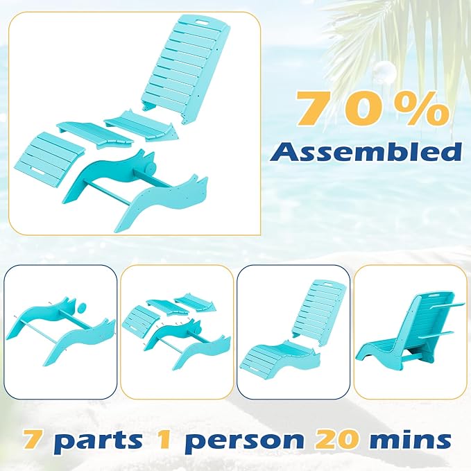 MELLCOM HDPE Pool Lounge Chairs Set of 2, in Pool Lounge Chairs up to 10-Inches - Image 6
