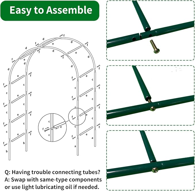 100% Metal Garden Arch Trellis for Climbing Plants Outdoor, Assemble Freely 2 - Image 6