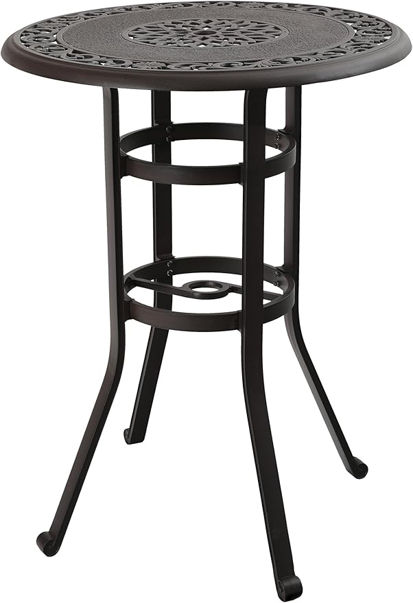 PHI VILLA 32" Cast Aluminum Patio Bar Table, Pub Height Bistro Round Table by PHIVILLAThepioneerofcomfortablehouseholdsupplies