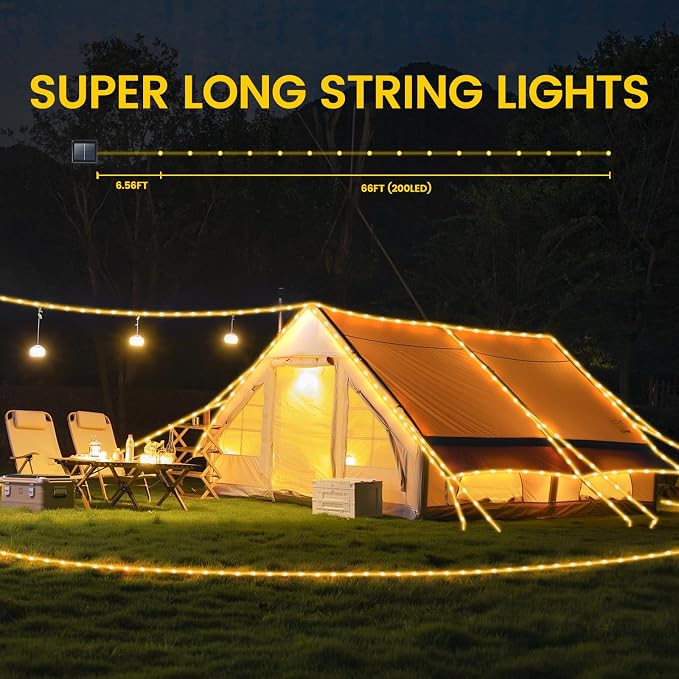 200 LED Solar Rope Lights Outdoor, 66FT Solar String Lights Indoor Waterproof - Image 5