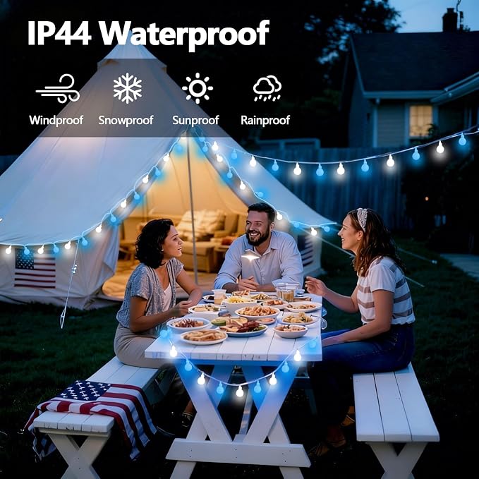 LORRYTE 43FT Connectable String Lights Indoor Outdoor | 100LED Blue and White - Image 6