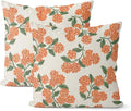 Fall Burnt Orange Pillow Covers 20x20 Inch 2 Pcs Green Hydrangea Flower Decor by DAFENA