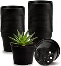 50 Pack 6 Inch Nursery Pots, Plastic Flower Pots, Thick Plant Pots by RooTrimmer