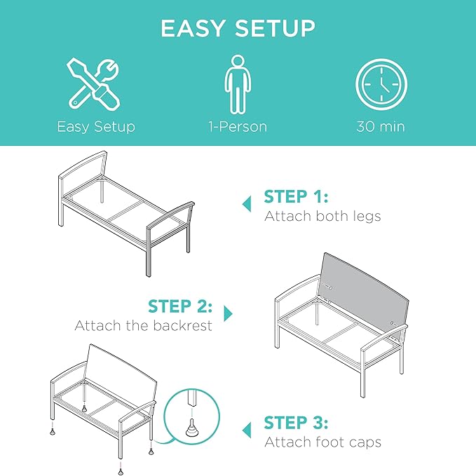 Best Choice Products Outdoor Bench 2-Person Wicker Garden Patio Benches Seating - Image 4
