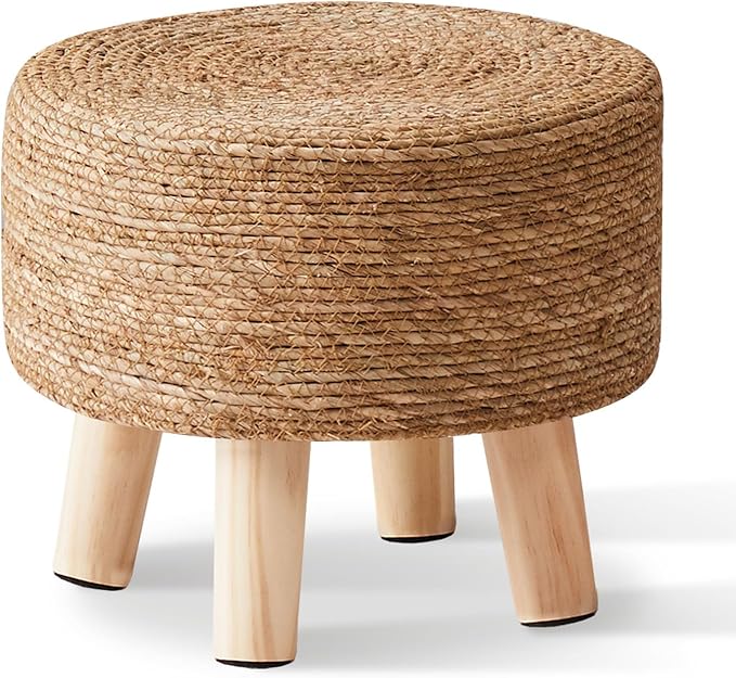 Cpintltr Foot Stool Natural Seagrass Hand Weave Poufs Round Ottoman by CpintltrFruniture