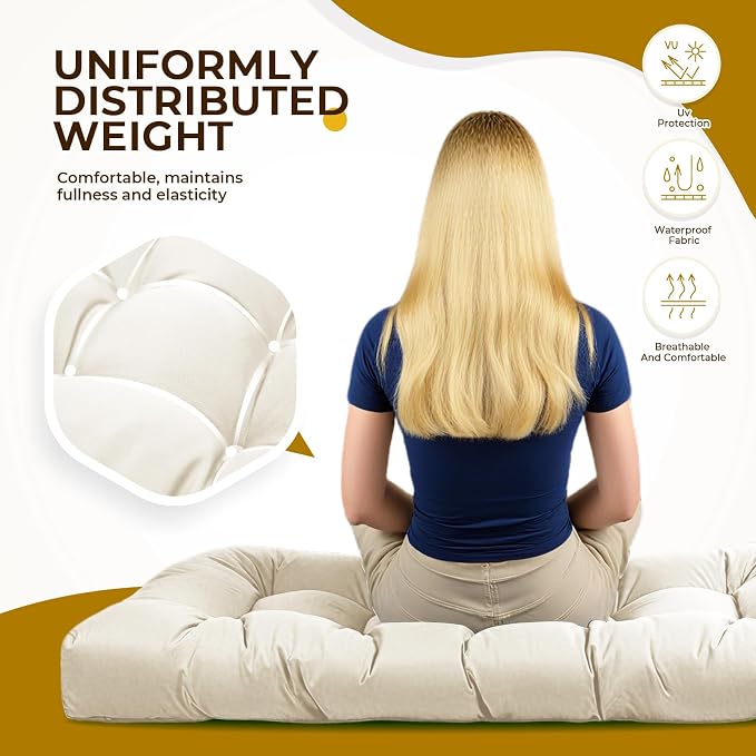 Outdoor Chaise Lounge Chair Cushion Waterproof 74.4 x 22 x 4.7 Inches Lounge - Image 4