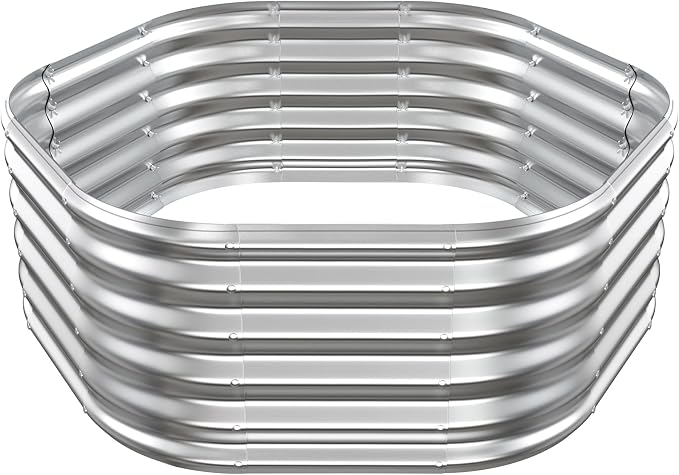 Hexagon Raised Garden Bed, 48 Inch Diagonal & 16.5 Inch Tall, Galvanized Steel by Unknown