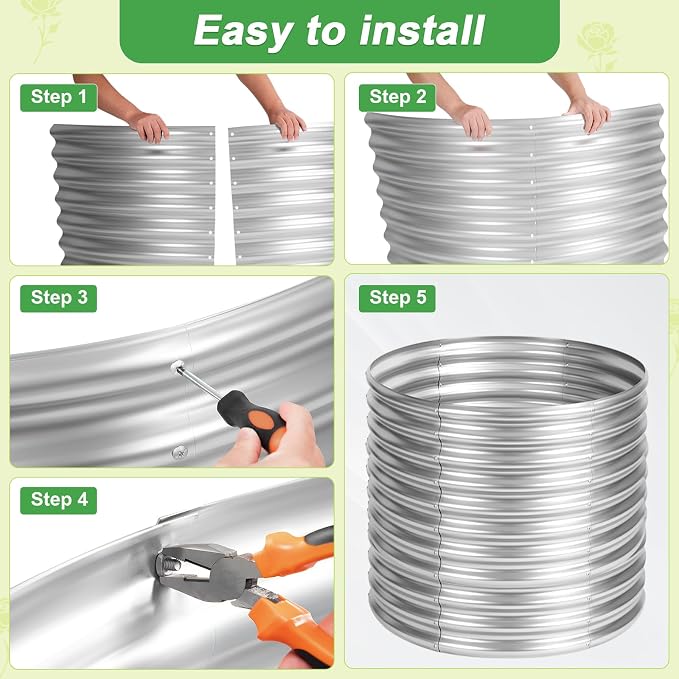 AHEONLAR 2 Pack 3x3x3ft Round Galvanized Raised Garden Bed Outdoor Metal - Image 6