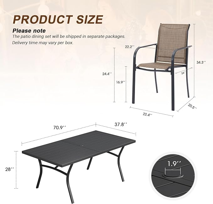 VICLLAX 9 Pieces Patio Outdoor Dining Set - Image 8