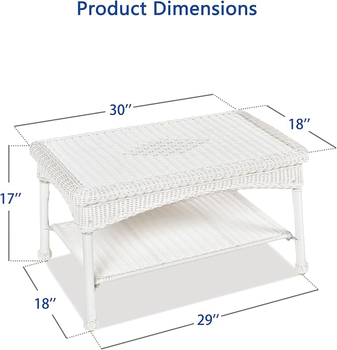 White Wicker Patio Coffee Table - Image 3