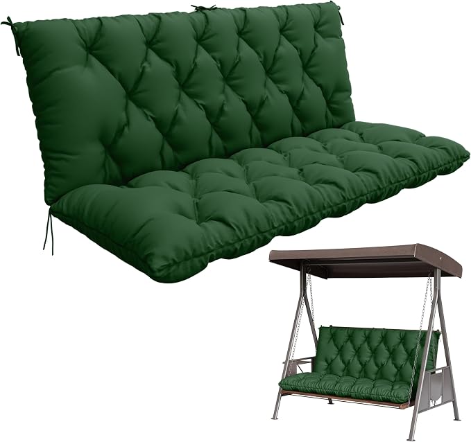 Porch Swing Cushion with Backrest, Waterproof Bench Cushion by Pakunoda