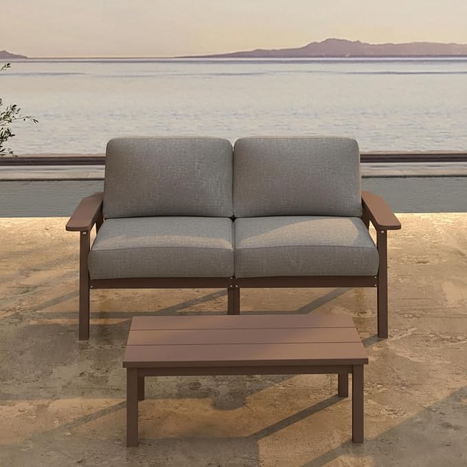 Patio Furniture Set 2 Seats, HDPE Outdoor Sectional by PatioKingdom