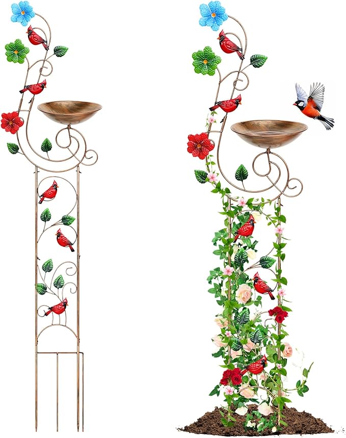 Bird Baths with Trellis for Climbing Plants Outdoor, Small Garden Plant Trellis by YYWMWM
