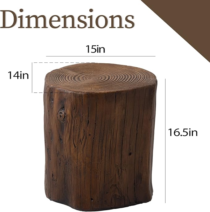 COSIEST Outdoor End Table Black Walnut Colored Faux Wood, Hand-Painted Wood - Image 3