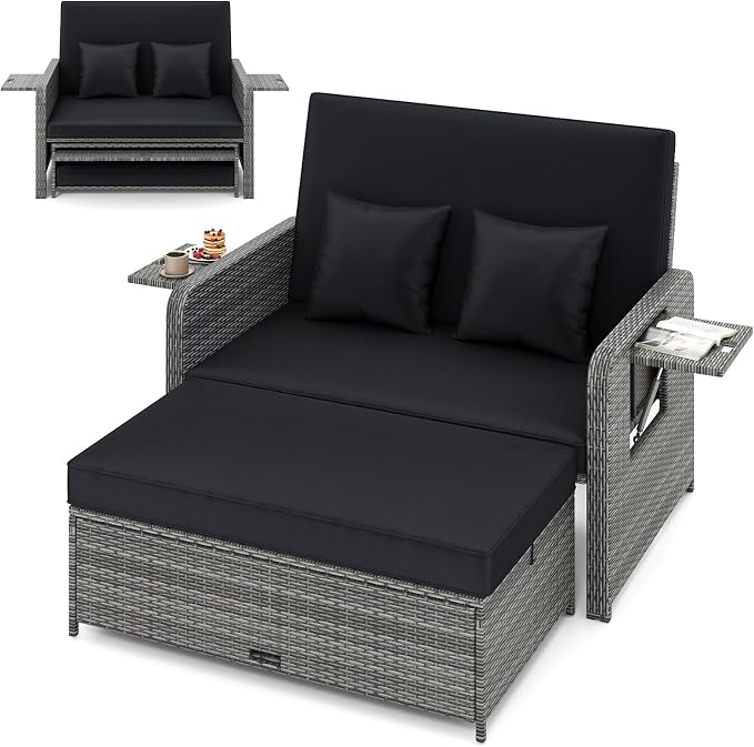 HAPPYGRILL Patio Rattan Wicker Daybed by HAPPYGRILL