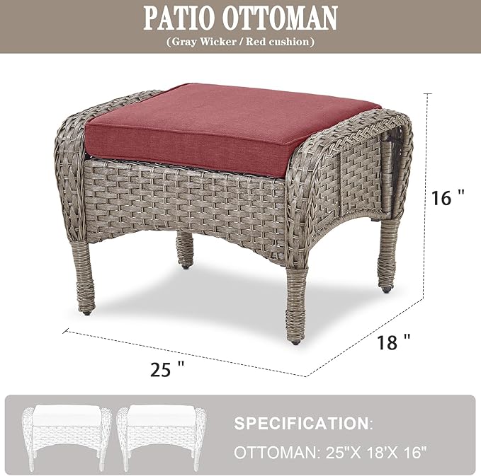 Belord Outdoor Ottomans for Patio Foot Rest - Image 3