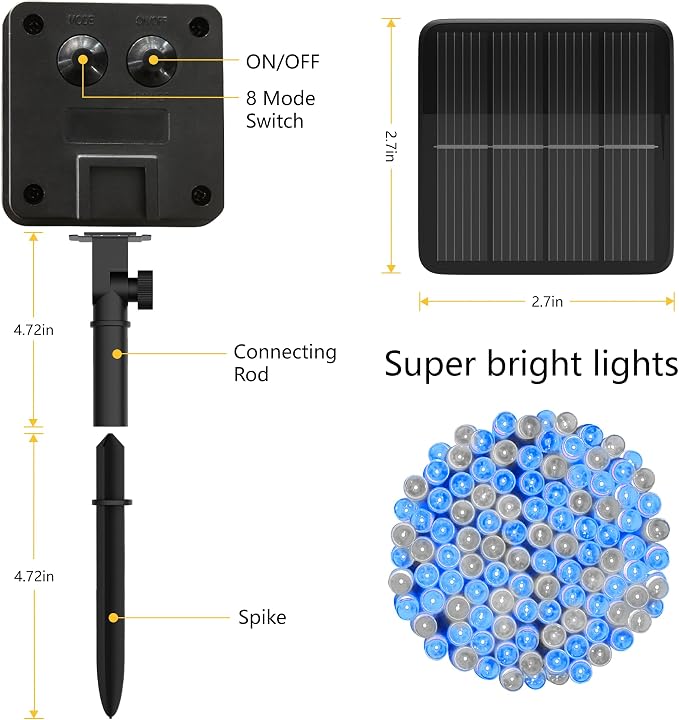Solar String Lights for Outside, 39Ft 100 LED Solar String Lights Outdoor - Image 5