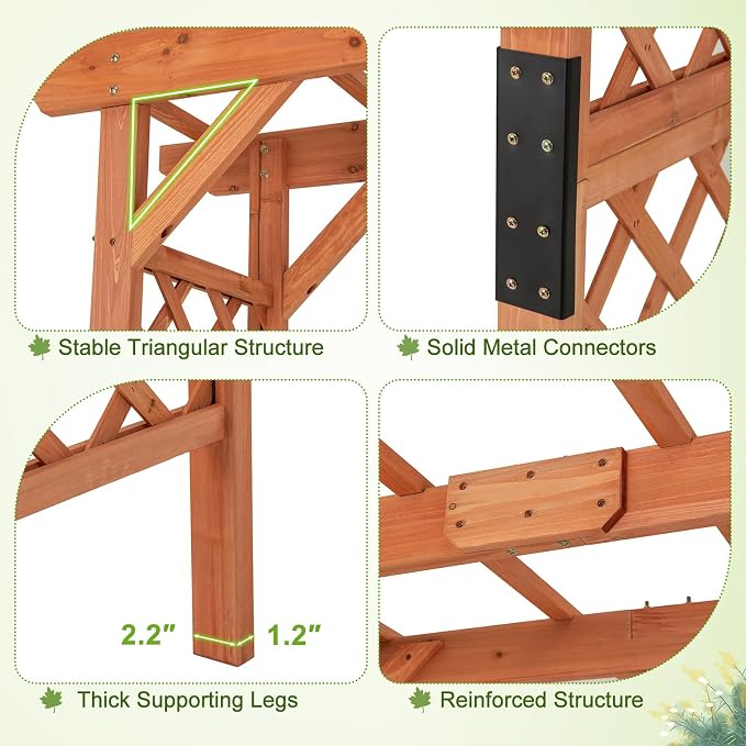 Giantex 7FT Wood Garden Arbor Trellis, Wedding Arch - Image 6