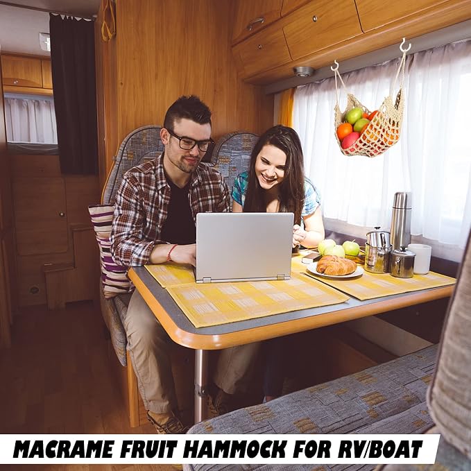 Fruit Hammock for Kitchen Under Cabinet, Large Macrame Fruit Hammock for - Image 7