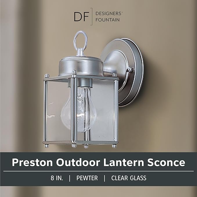 DESIGNERS FOUNTAIN Preston Outdoor Light Fixture, 8 Inch Exterior Wall Lantern - Image 2