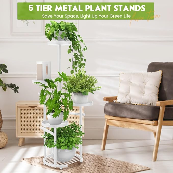 TOSKING 5 Tier Metal Plant Stand Indoor, Plant Shelf, Corner Shelf Flower Pot - Image 2