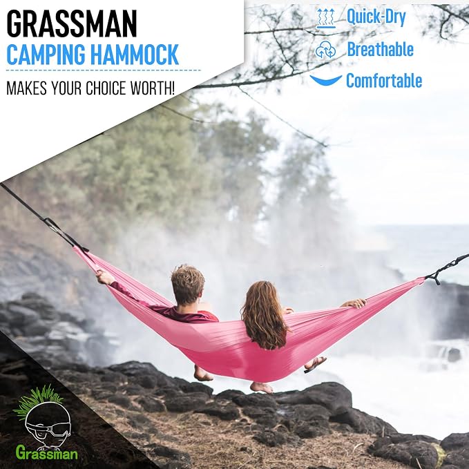 Grassman Camping Hammock Double & Single Portable Hammock - Image 7
