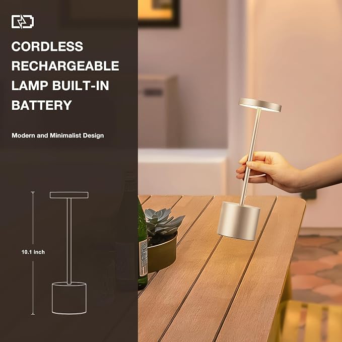 Kakanuo Cordless Table Lamp, 4000mAh Rechargeable Battery Powered Lamps - Image 3