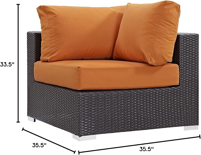 Modway Convene Wicker Rattan Outdoor Patio Sectional Sofa Corner Seat in - Image 2