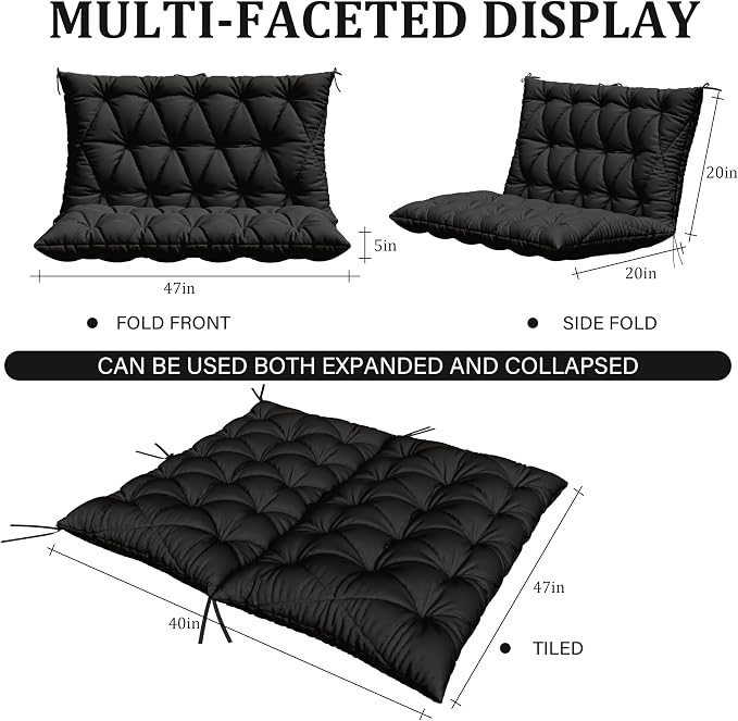 Porch Swing Cushion with Backrest, Waterproof Bench Cushion - Image 2