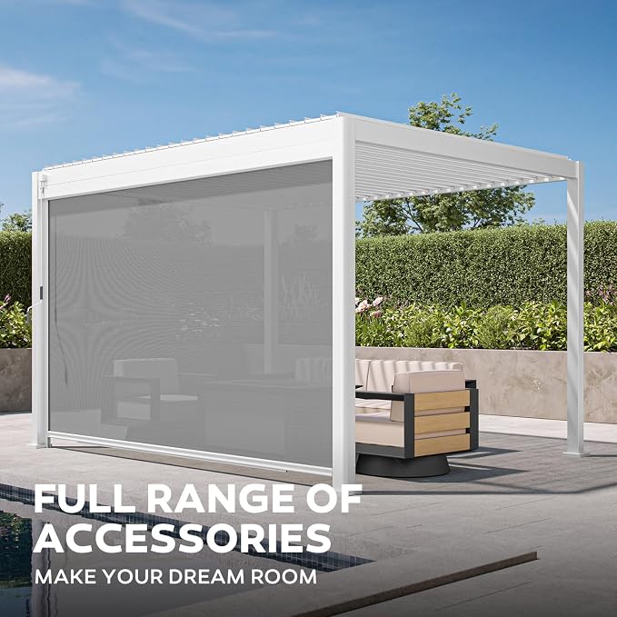 Mirador 111S Round Louvered Pergola Gazebo, 10Ft x 13Ft, Full Aluminum Frame - Image 2