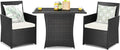 Tangkula 3 Pieces Patio Dining Set, Space-Saving PE Rattan Bistro Set by TANGKULA