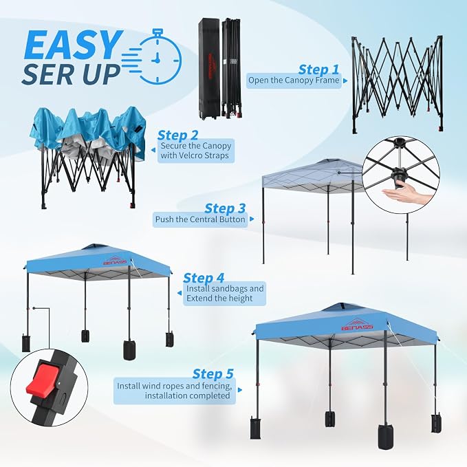 12x12 Pop Up Canopy, Easy Up Canopy Tent, Heavy Duty Tents - Image 4