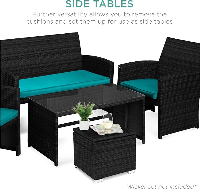 Best Choice Products Set of 2 Wicker Ottomans, Additional Seating, Side Table - Image 8
