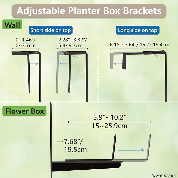 Window Box Brackets for Railing- 2 Pcs Adjustable Planter - Image 5