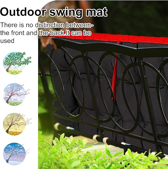 Waterproof Porch Swing Cushion Replacement, Thick 4" 2–3 Seat Outdoor Swing - Image 4