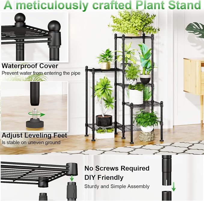 Plant Stand Indoor Outdoor, Heavy Duty Metal Waterproof 6 Tiered Plant Shelf - Image 5