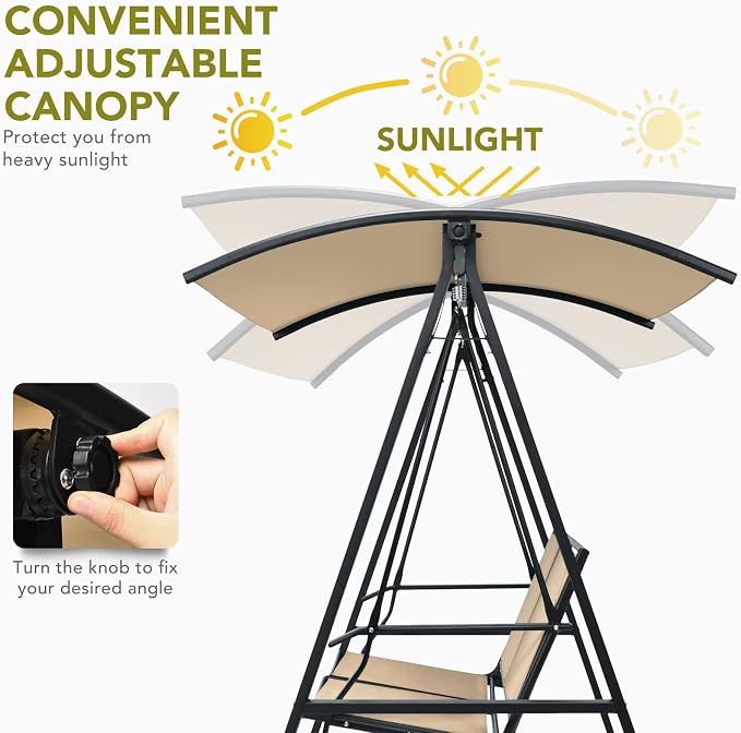 Tangkula 2-Person Patio Swing, Weather Resistant Porch Swing - Image 6