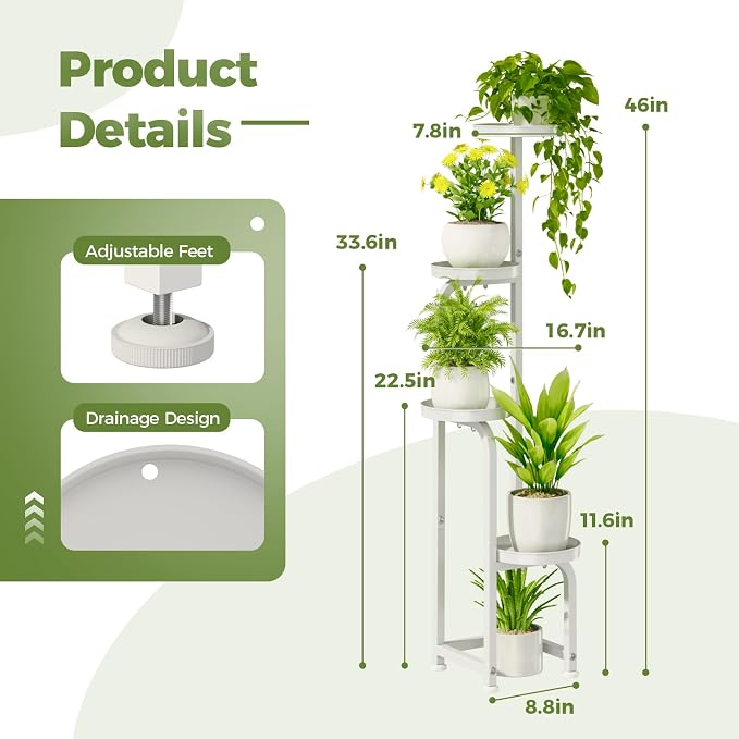 Bamworld Corner Plant Stand Indoor Outdoor, Tall Metal Flower Pot Stands - Image 3